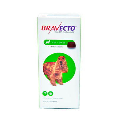 Bravecto Antiparasitario Perros de 10 a 20 Kg Tableta 500 mg