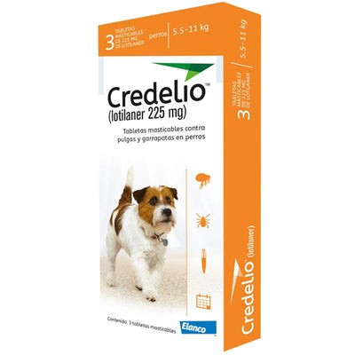 Credelio Comprimido Masticable por 225 mg para perros de (5.5 a 11Kg) 3 Tb Naranja