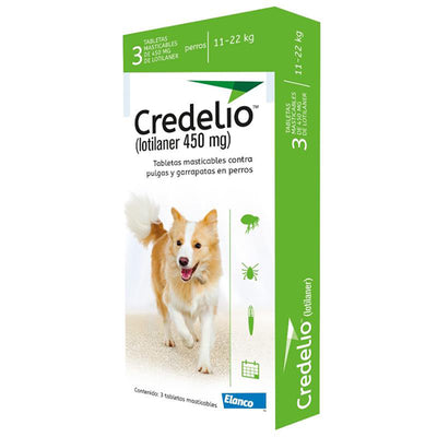 Credelio Comprimido Masticable por 450mg para perros de (11 a 22Kg) 3 Tb Verde